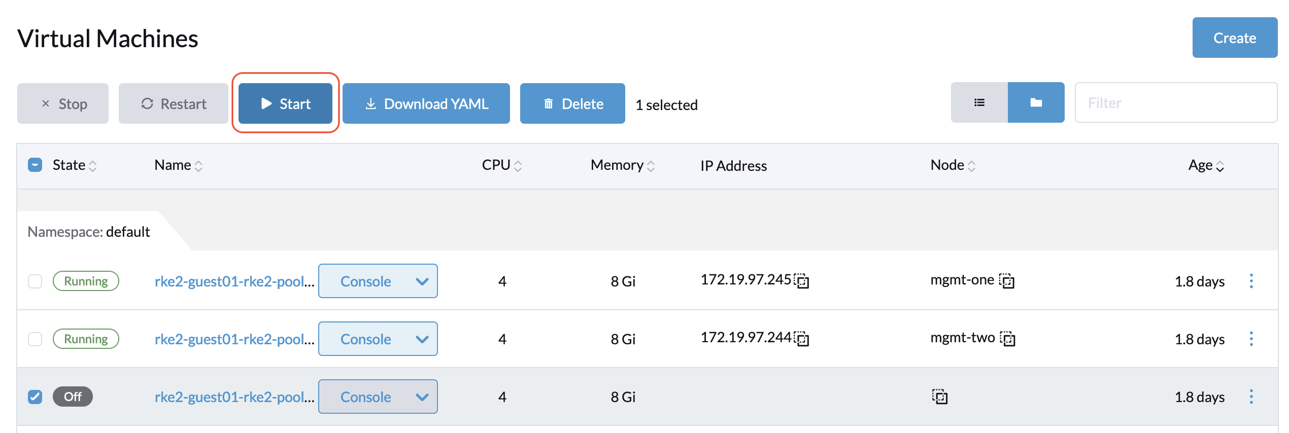 Start VM again